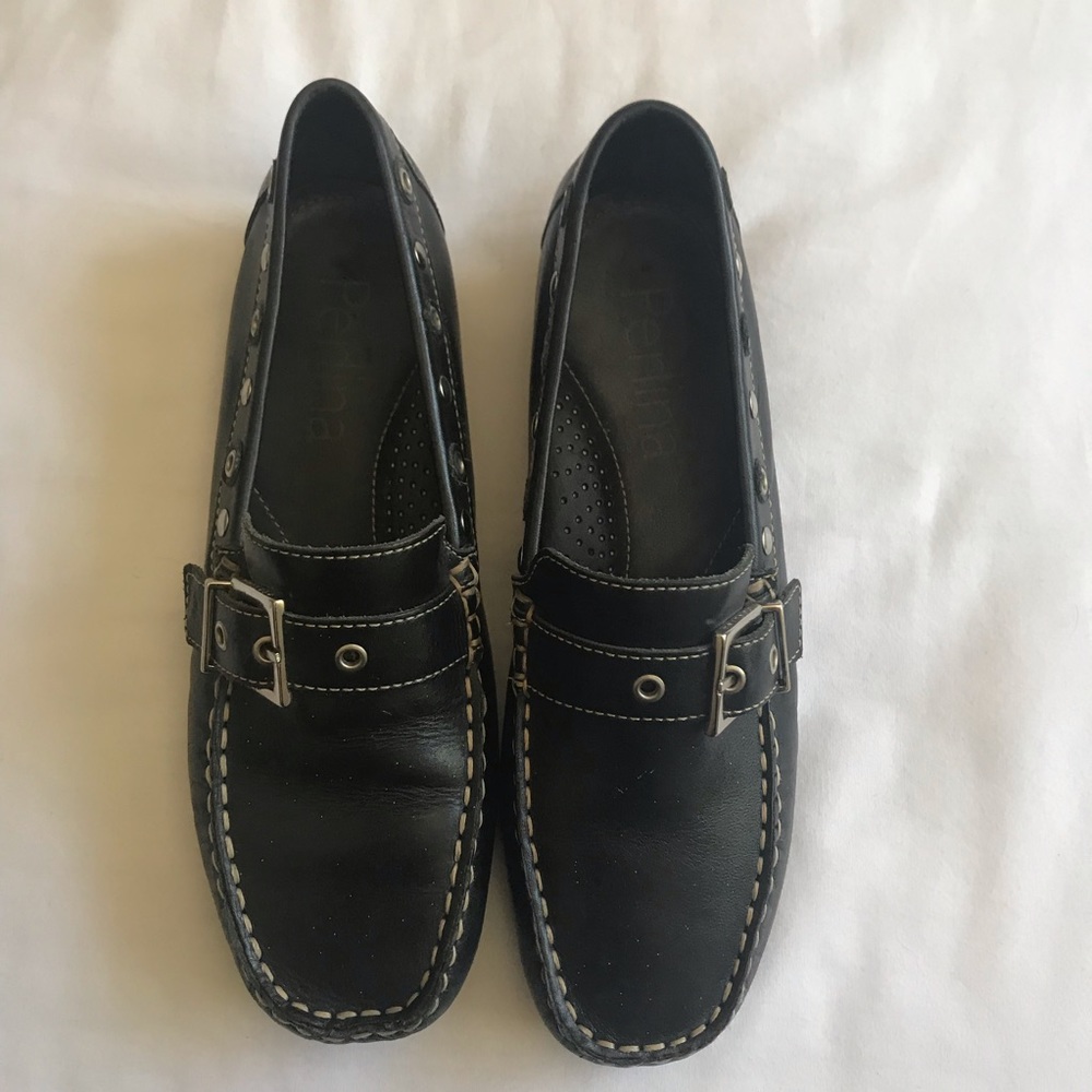 Perlina Black Loafers with Silver Accents